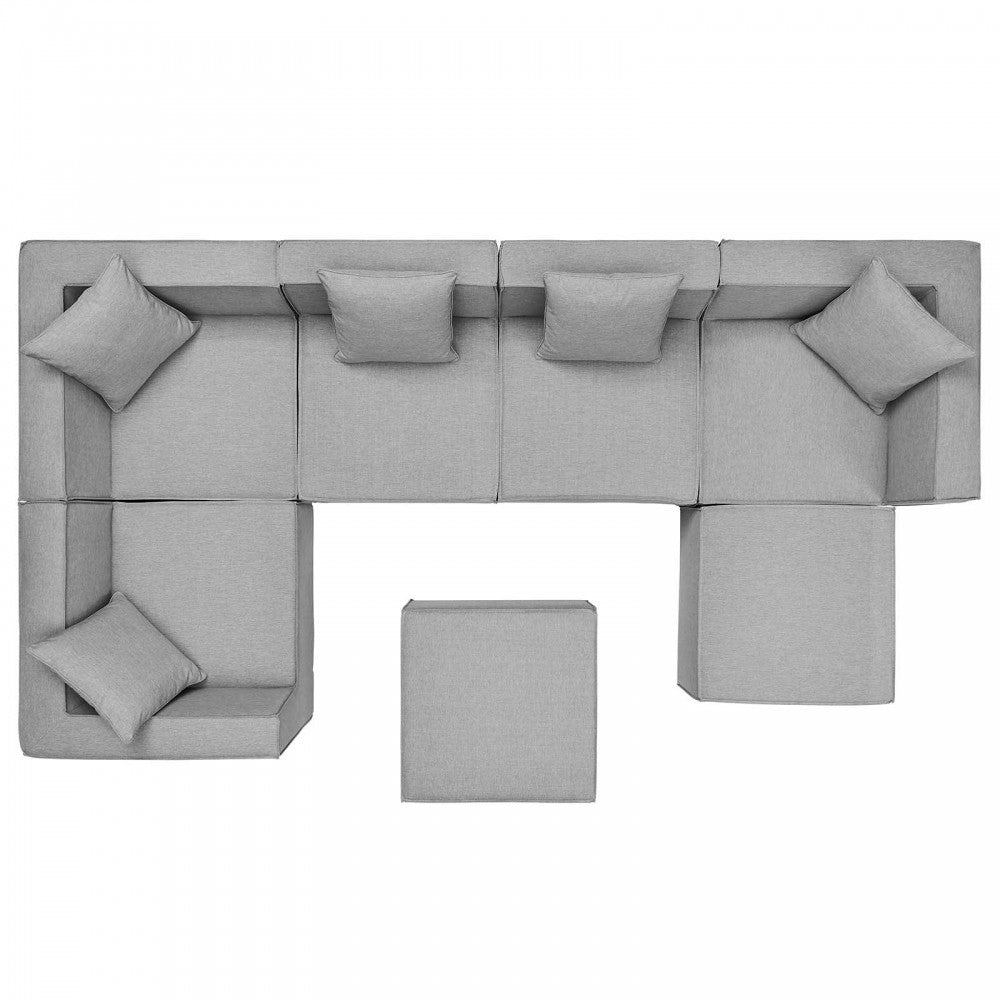 Saybrook Outdoor Patio Upholstered 7-Piece Sectional Sofa, Gray