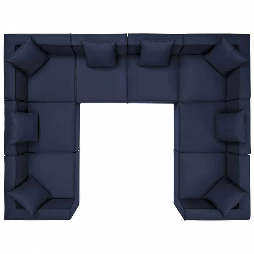 Saybrook Outdoor Patio Upholstered 8-Piece Sectional Sofa, Navy