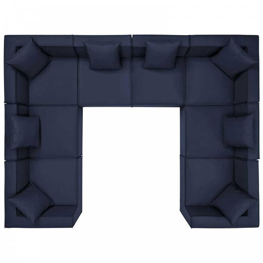 Saybrook Outdoor Patio Upholstered 8-Piece Sectional Sofa, Navy