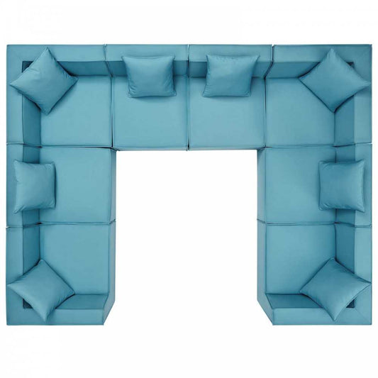 Saybrook Outdoor Patio Upholstered 8-Piece Sectional Sofa, Turquoise