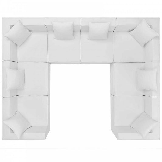 Saybrook Outdoor Patio Upholstered 8-Piece Sectional Sofa, White