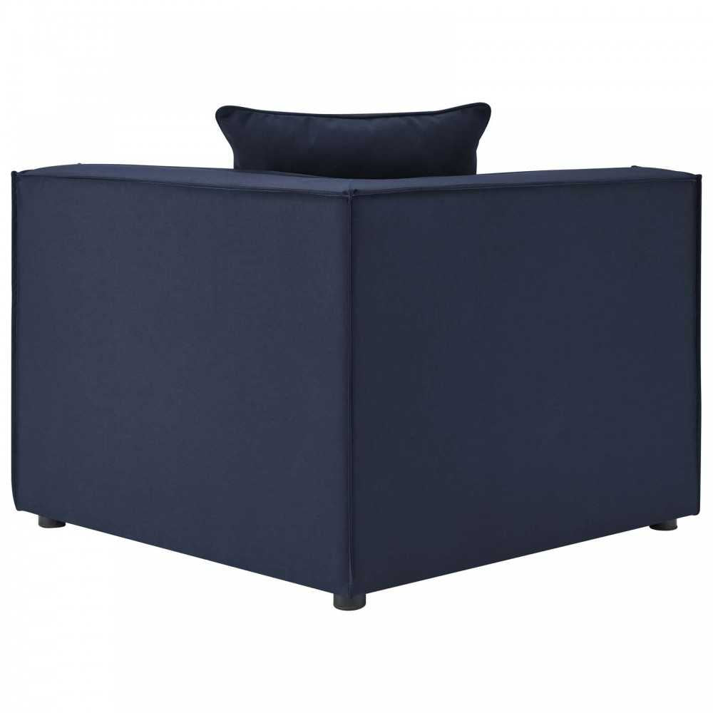 Saybrook Outdoor Patio Upholstered Loveseat and Ottoman Set, Navy