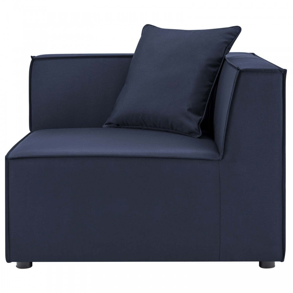 Saybrook Outdoor Patio Upholstered Loveseat and Ottoman Set, Navy