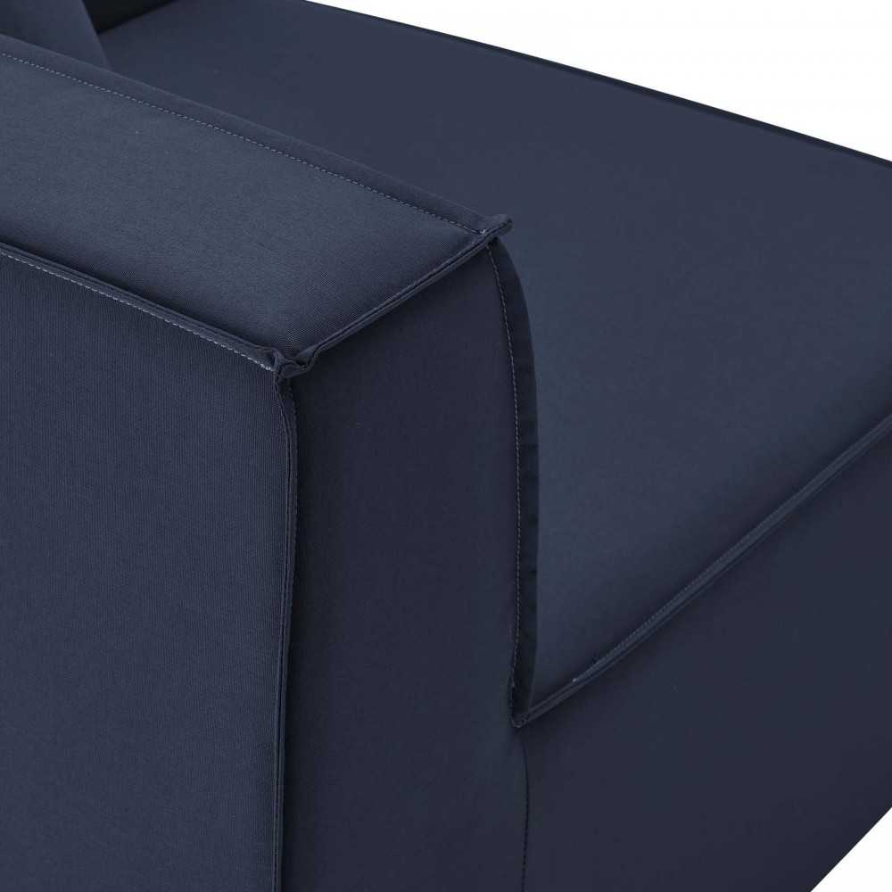 Saybrook Outdoor Patio Upholstered Loveseat and Ottoman Set, Navy