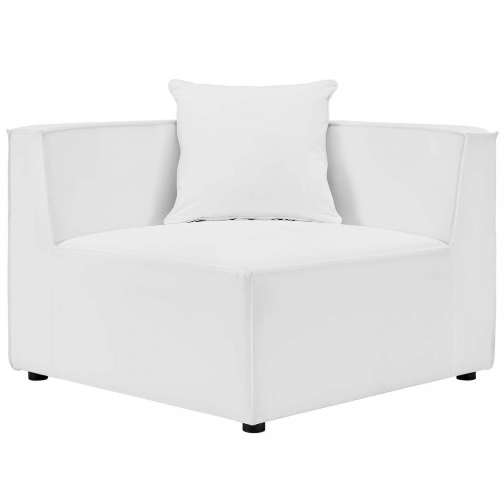 Saybrook Outdoor Patio Upholstered Loveseat and Ottoman Set, White