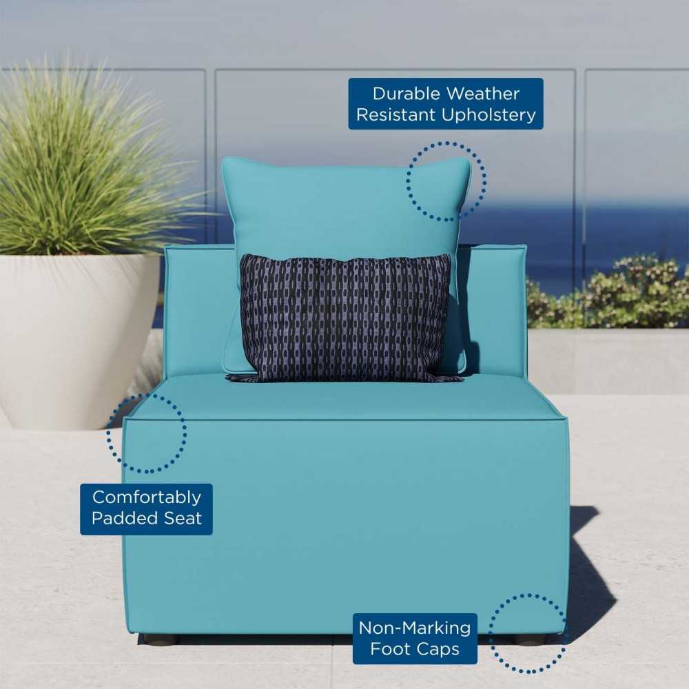 Saybrook Outdoor Patio Upholstered Sectional Sofa Armless Chair, Turquoise