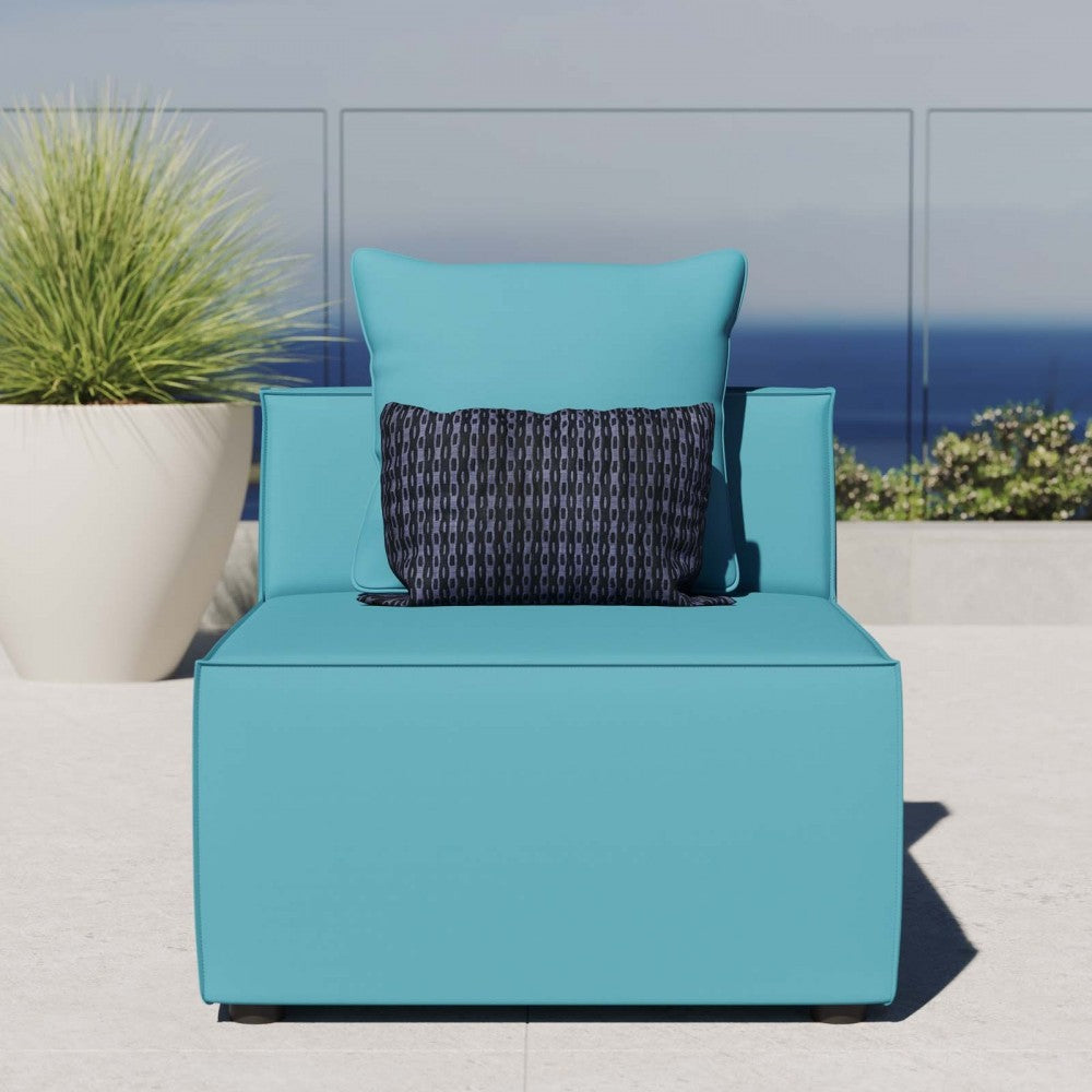 Saybrook Outdoor Patio Upholstered Sectional Sofa Armless Chair, Turquoise