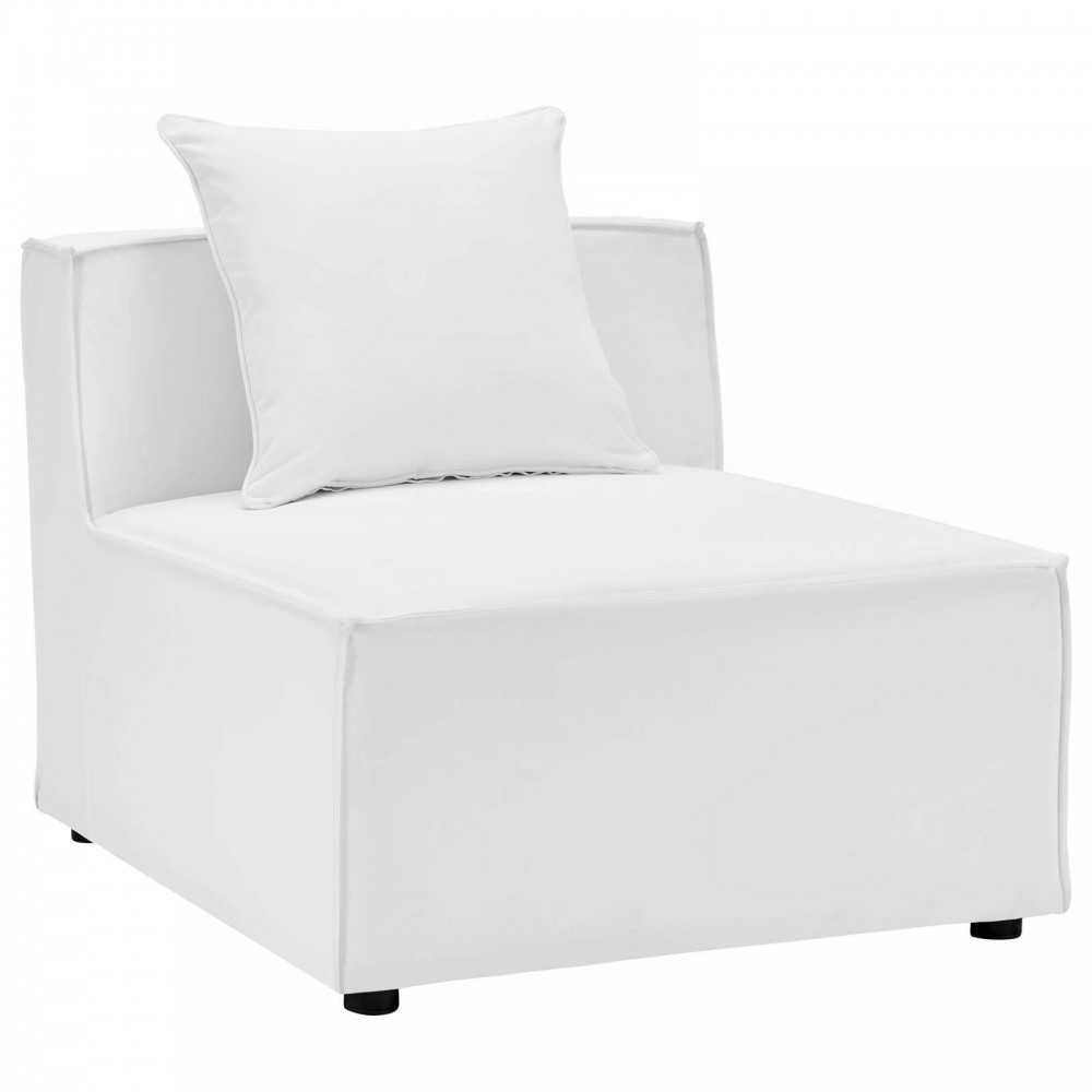 Saybrook Outdoor Patio Upholstered Sectional Sofa Armless Chair, White