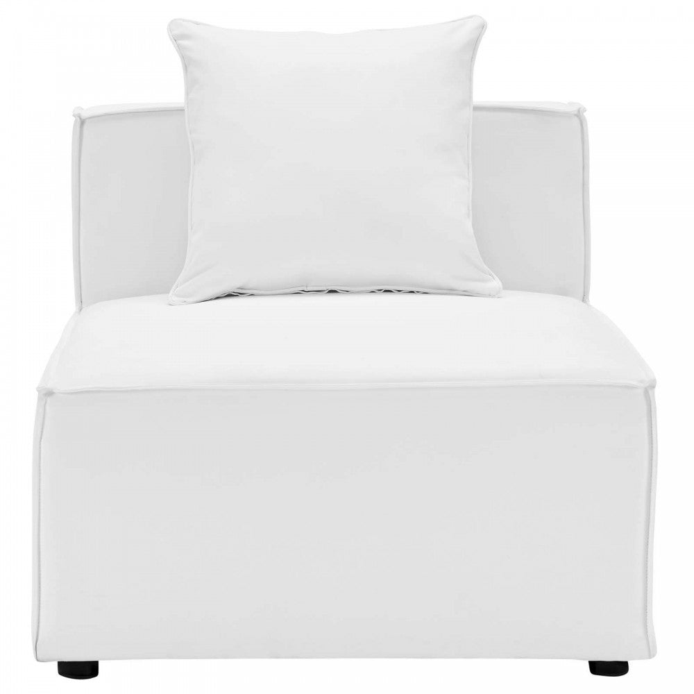 Saybrook Outdoor Patio Upholstered Sectional Sofa Armless Chair, White