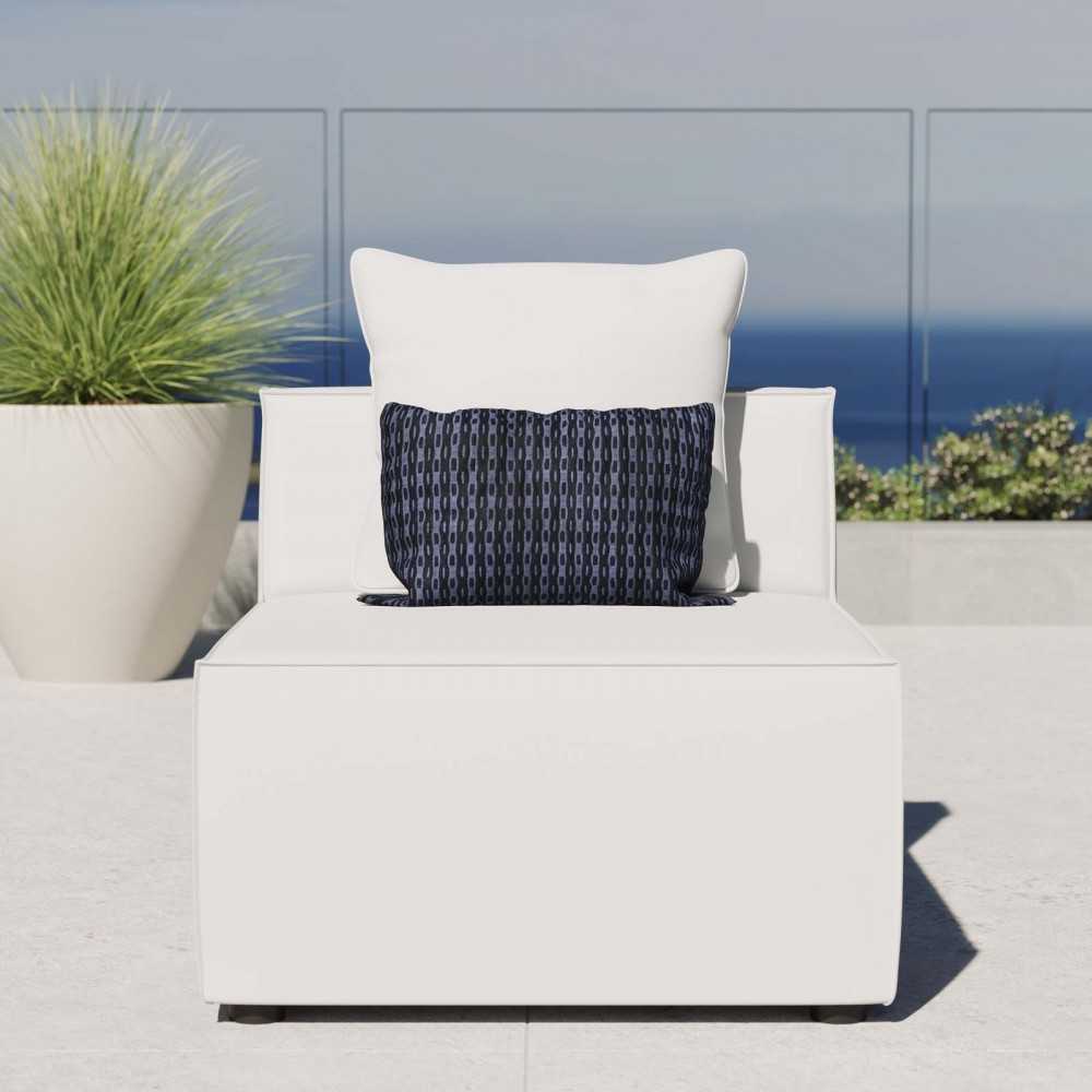 Saybrook Outdoor Patio Upholstered Sectional Sofa Armless Chair, White