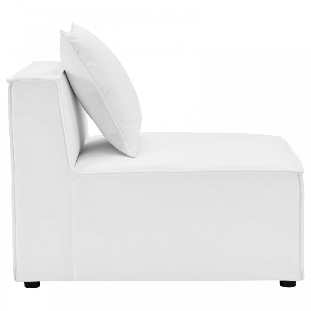 Saybrook Outdoor Patio Upholstered Sectional Sofa Armless Chair, White