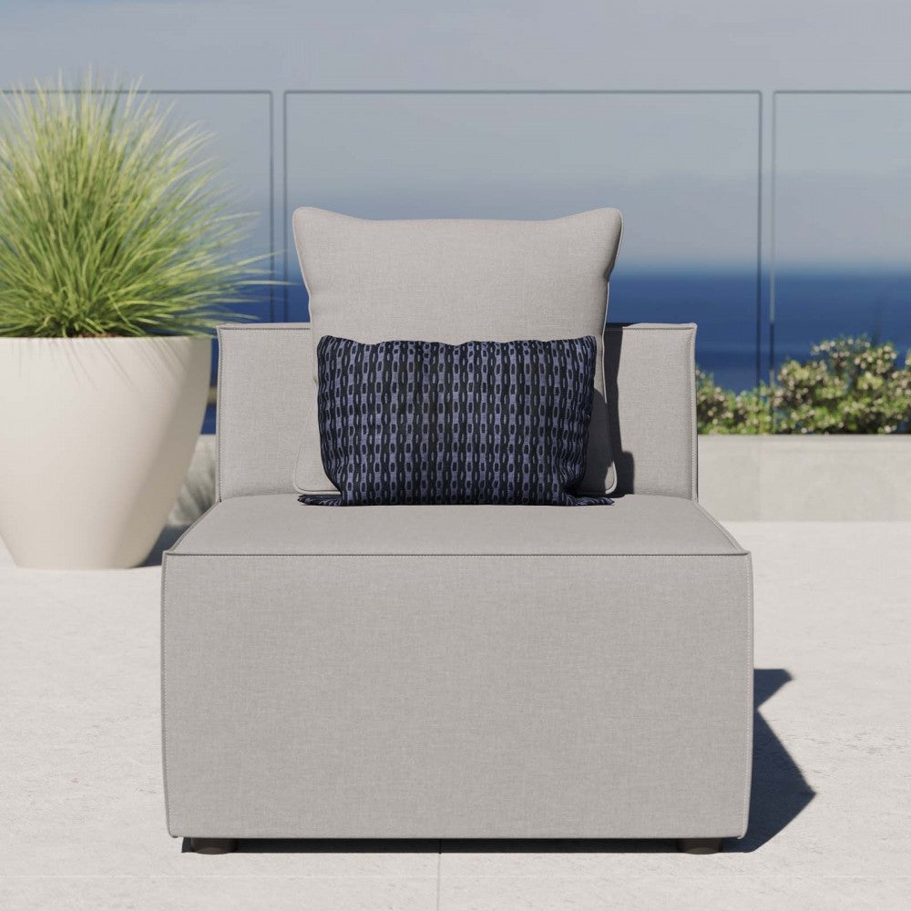 Saybrook Outdoor Patio Upholstered Sectional Sofa Armless Chair, Gray