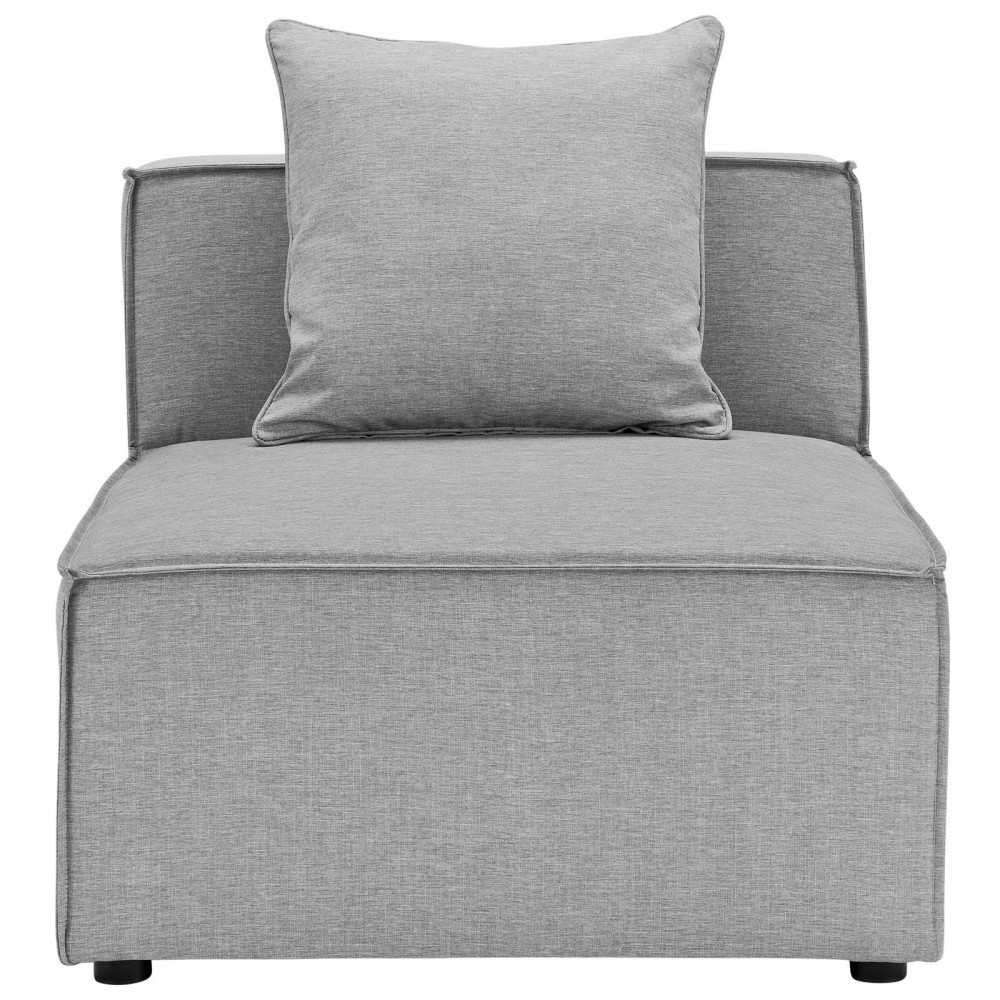 Saybrook Outdoor Patio Upholstered Sectional Sofa Armless Chair, Gray