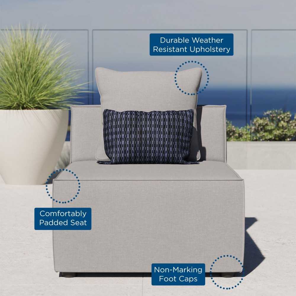 Saybrook Outdoor Patio Upholstered Sectional Sofa Armless Chair, Gray