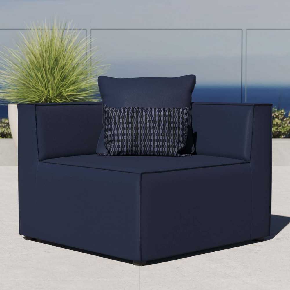 Saybrook Outdoor Patio Upholstered Sectional Sofa Corner Chair, Navy
