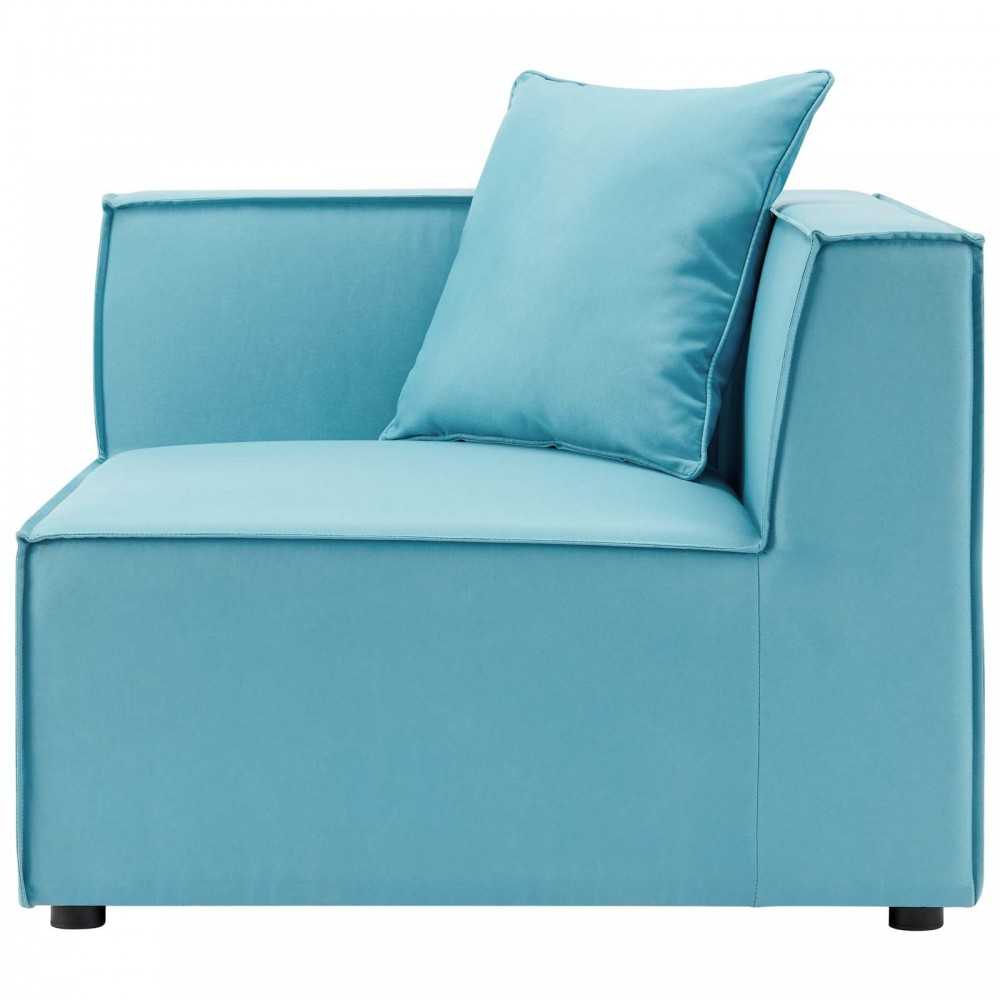 Saybrook Outdoor Patio Upholstered Sectional Sofa Corner Chair, Turquoise