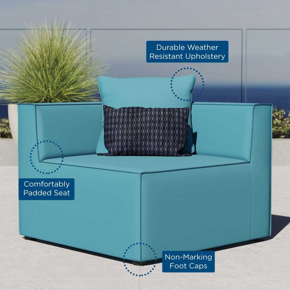 Saybrook Outdoor Patio Upholstered Sectional Sofa Corner Chair, Turquoise