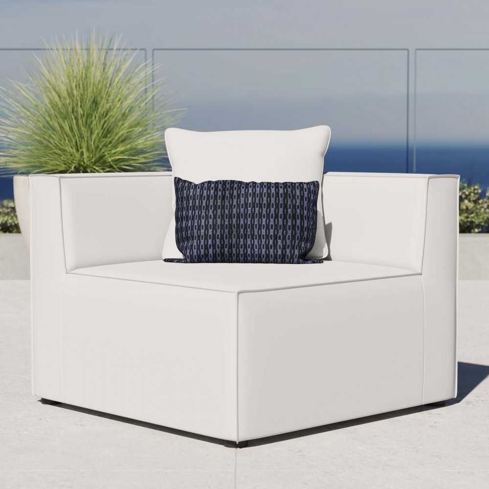 Saybrook Outdoor Patio Upholstered Sectional Sofa Corner Chair, White