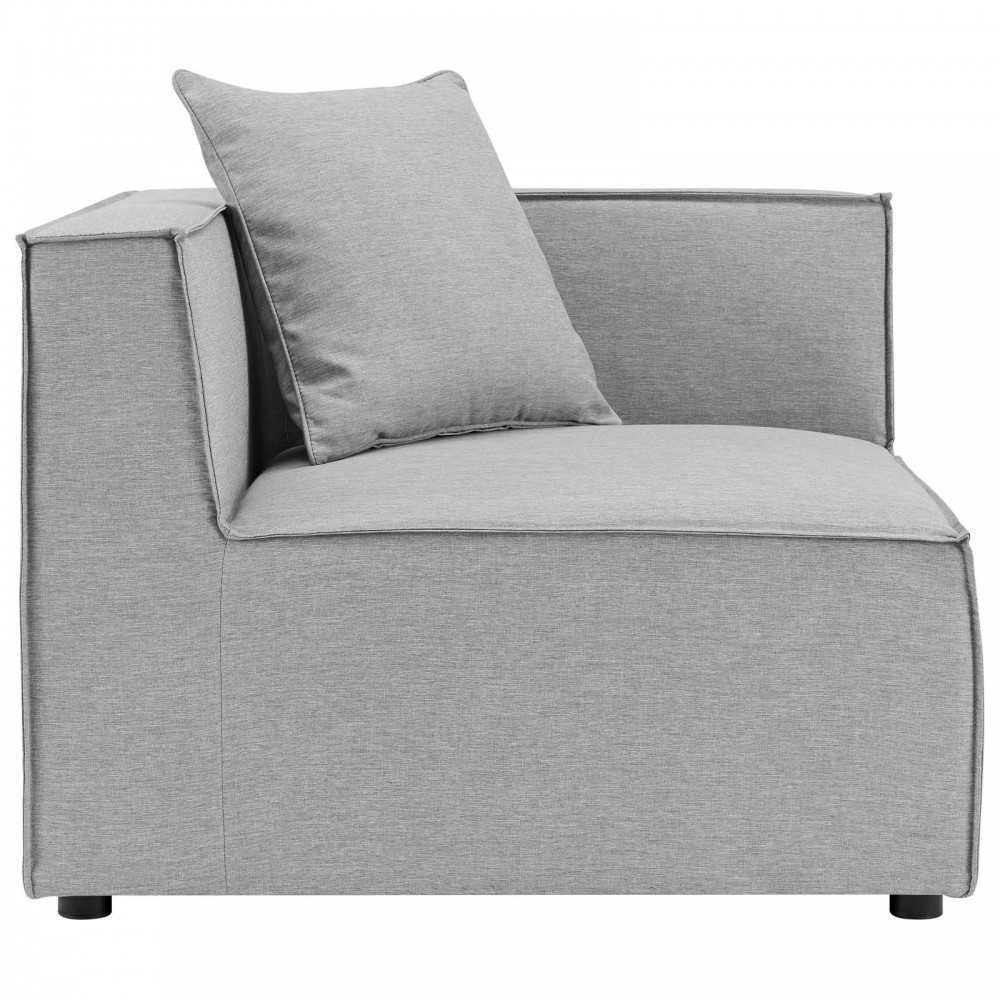 Saybrook Outdoor Patio Upholstered Sectional Sofa Corner Chair, Gray
