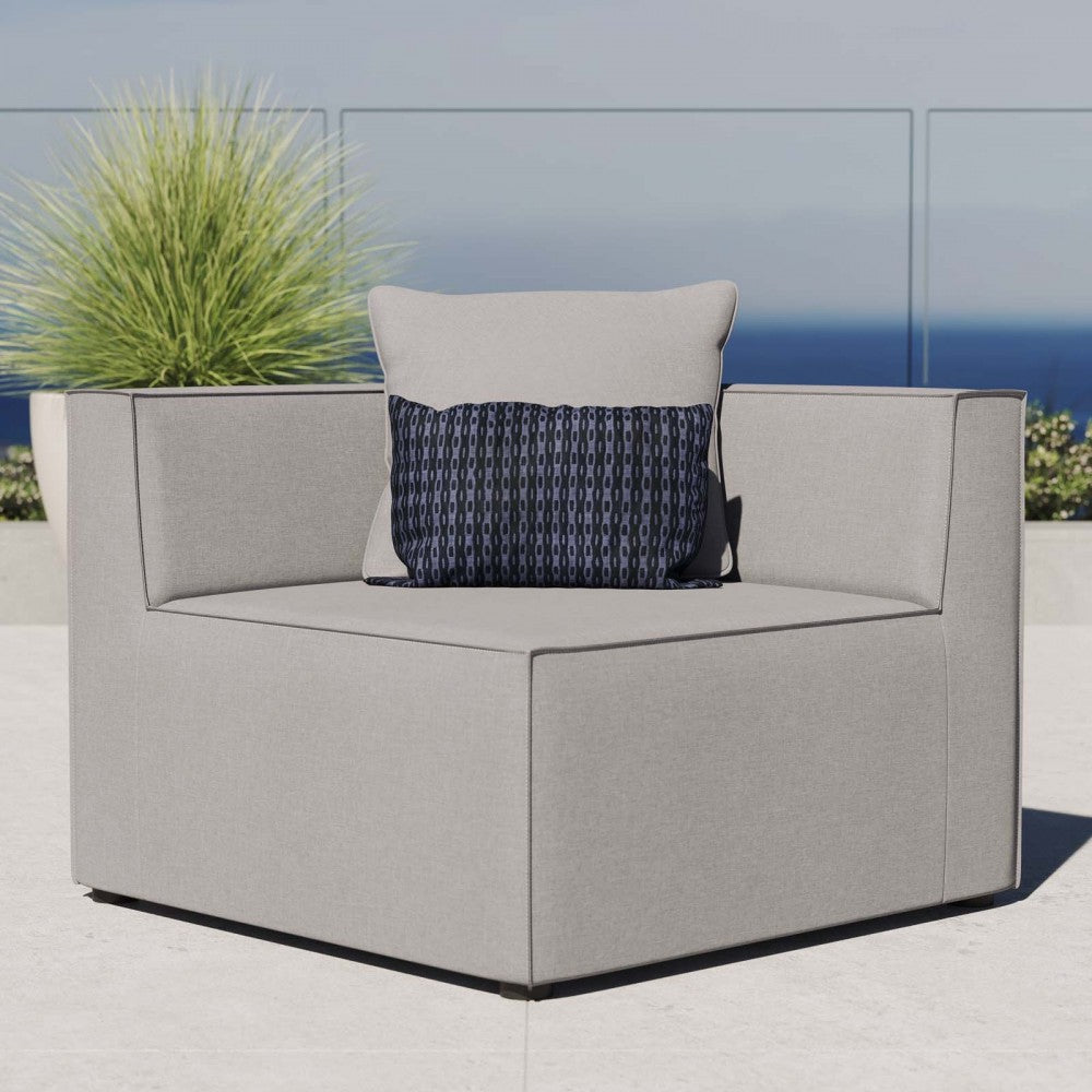Saybrook Outdoor Patio Upholstered Sectional Sofa Corner Chair, Gray