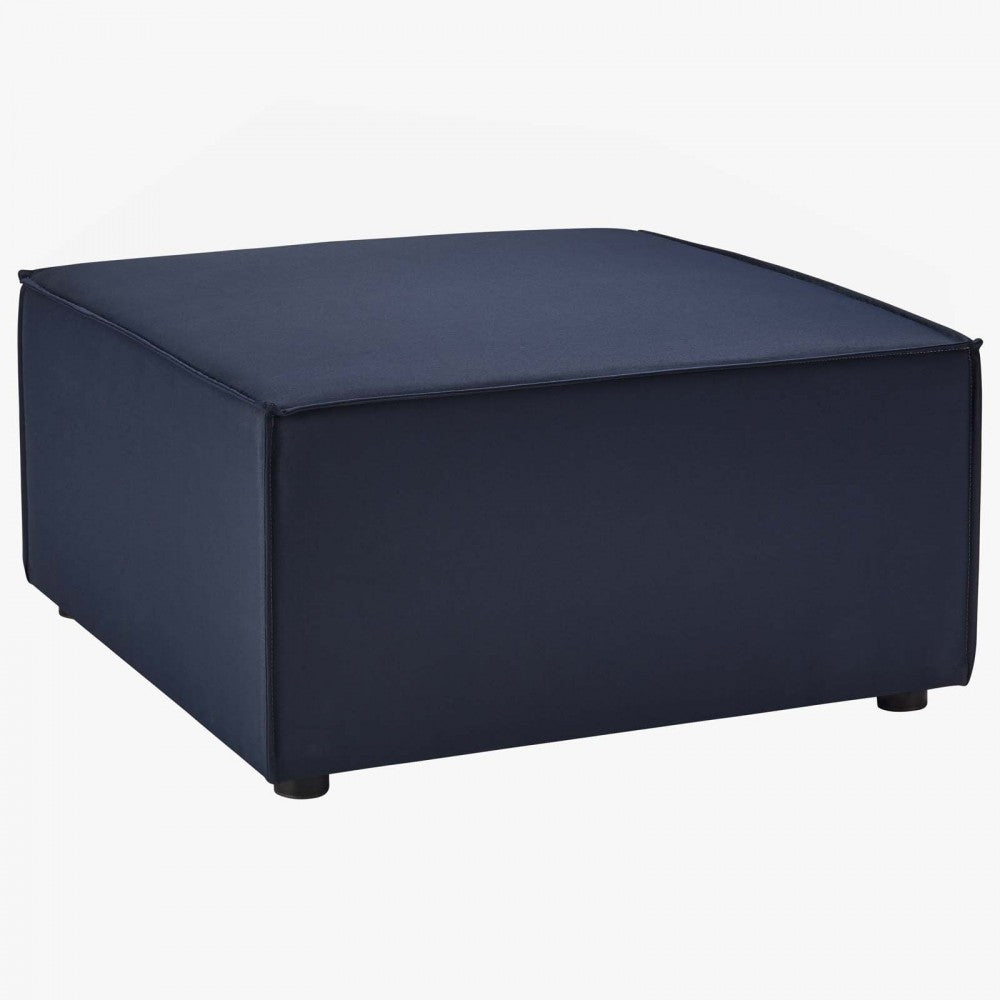 Saybrook Outdoor Patio Upholstered Sectional Sofa Ottoman, Navy
