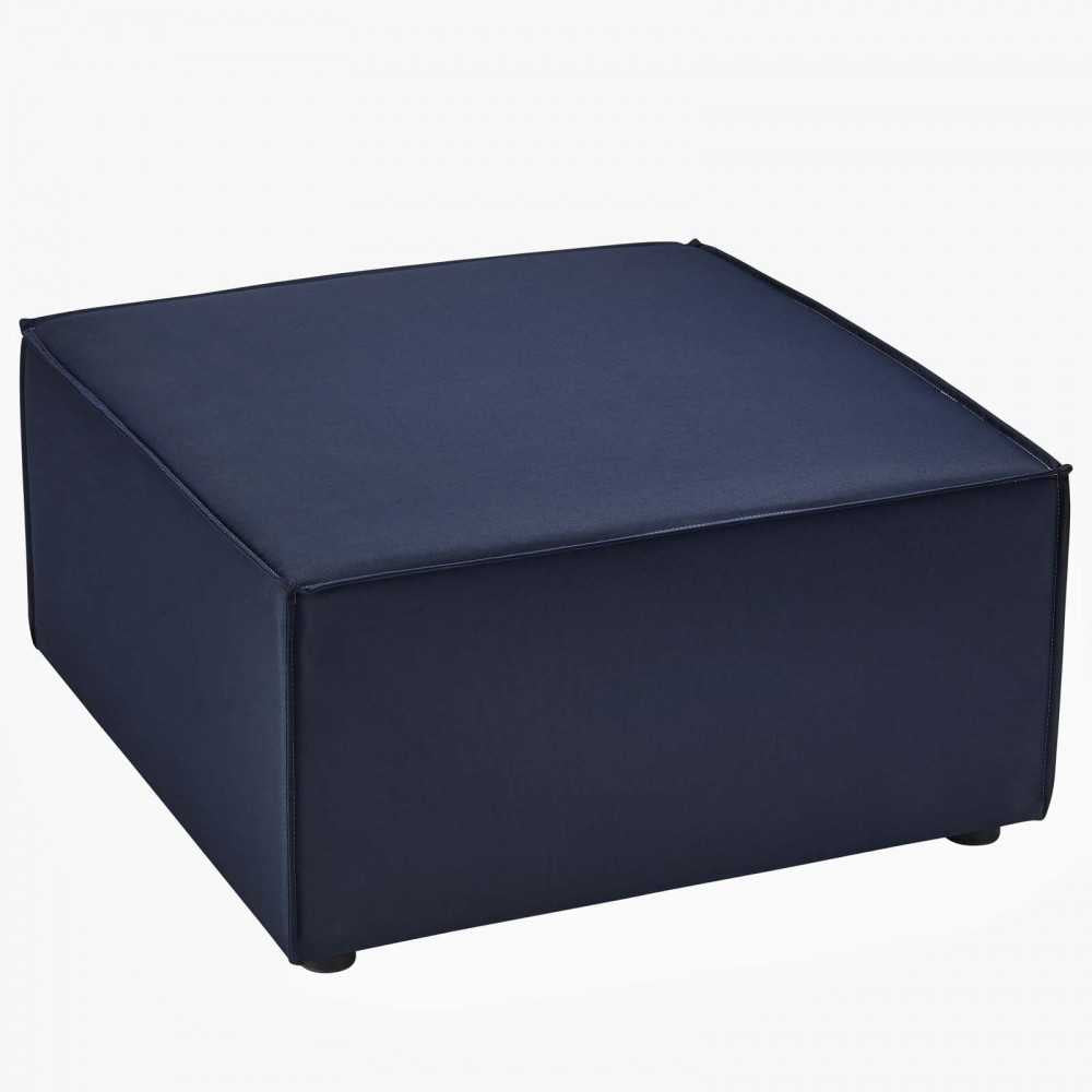 Saybrook Outdoor Patio Upholstered Sectional Sofa Ottoman, Navy