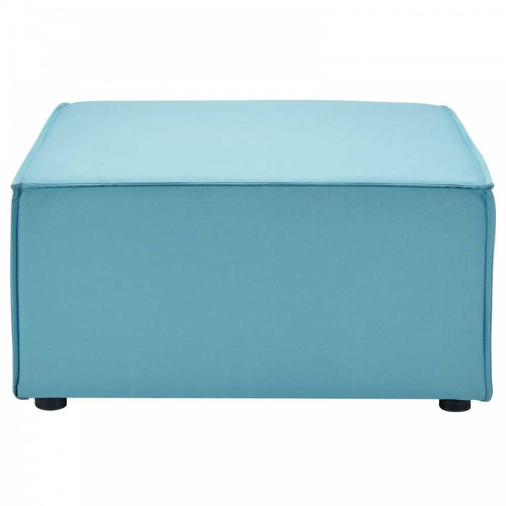 Saybrook Outdoor Patio Upholstered Sectional Sofa Ottoman, Turquoise