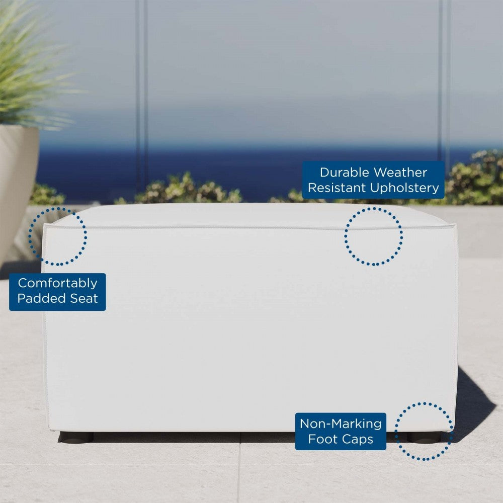 Saybrook Outdoor Patio Upholstered Sectional Sofa Ottoman, White