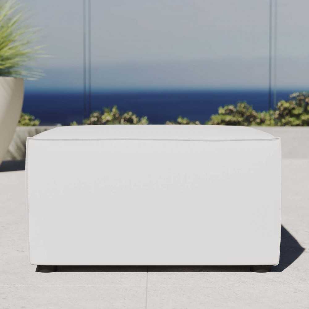 Saybrook Outdoor Patio Upholstered Sectional Sofa Ottoman, White