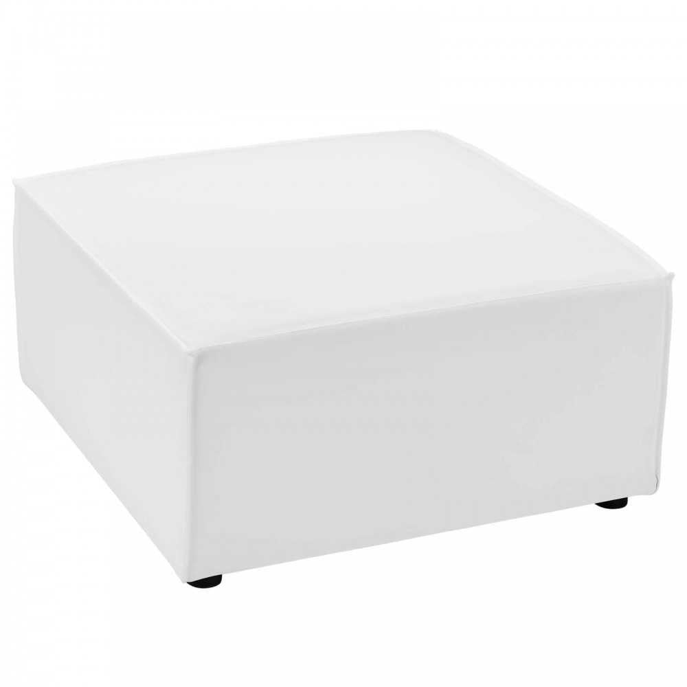 Saybrook Outdoor Patio Upholstered Sectional Sofa Ottoman, White