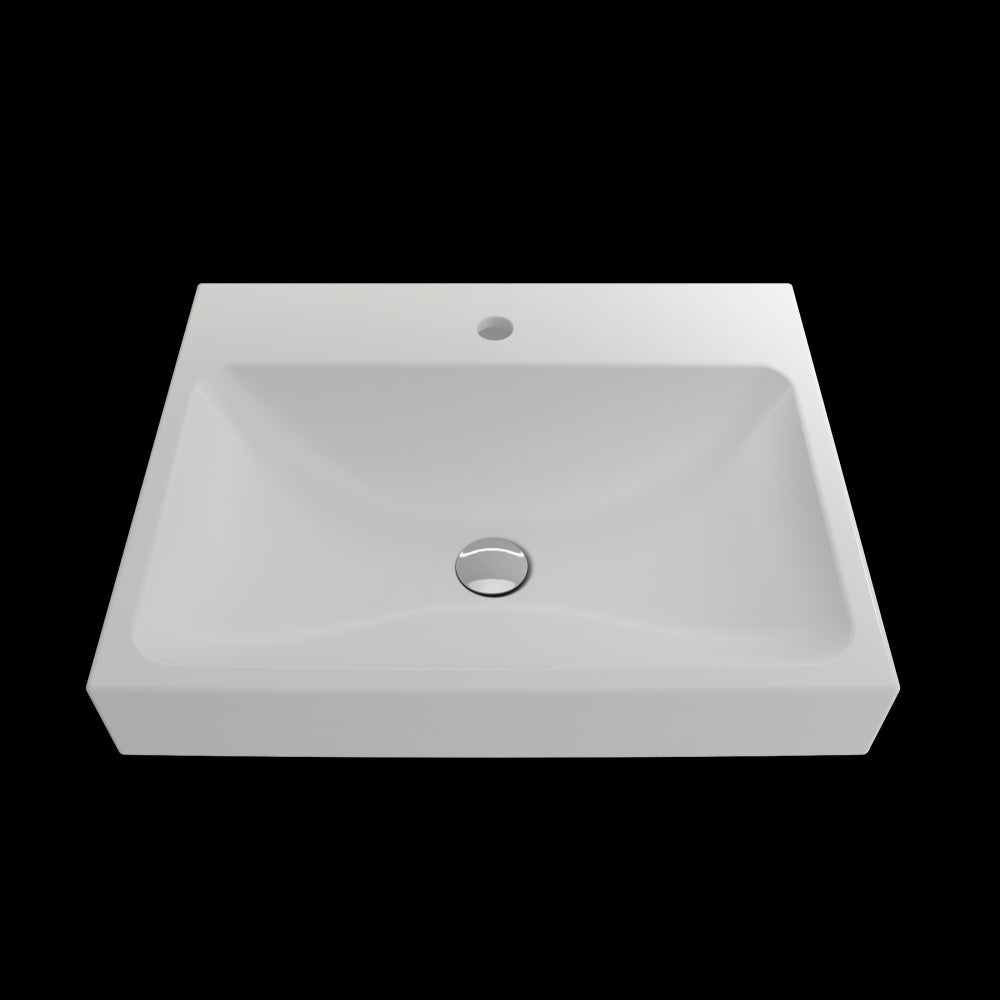 Scala Arch Wall-Mounted Sink Fireclay 23.75 in. 1-Hole in Matte White