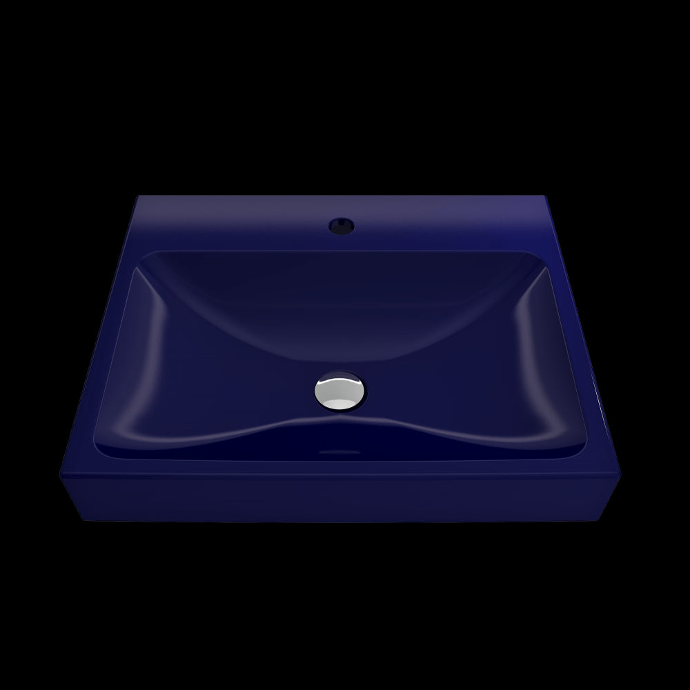 Scala Arch Wall-Mounted Sink Fireclay 23.75 in. 1-Hole in Sapphire Blue