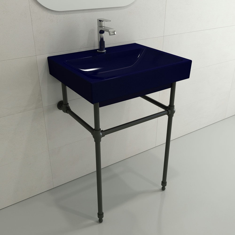 Scala Arch Wall-Mounted Sink Fireclay 23.75 in. 1-Hole in Sapphire Blue