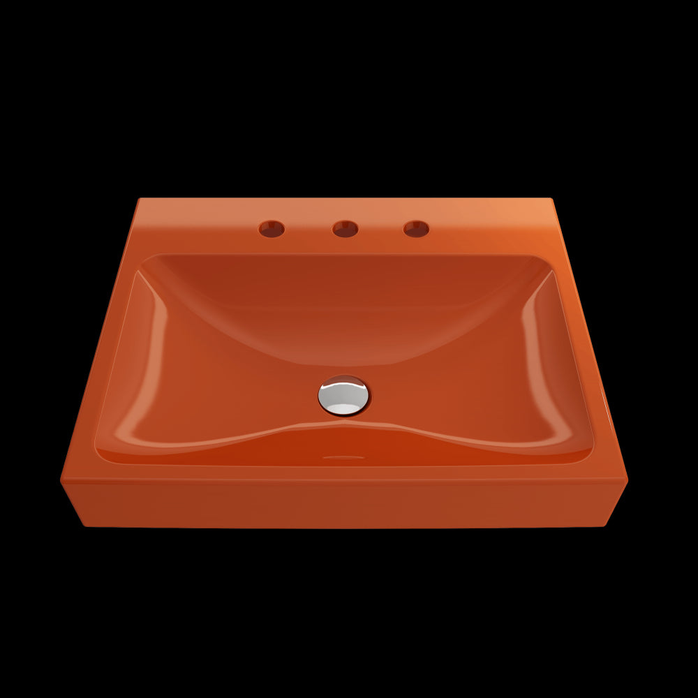 Scala Arch Wall-Mounted Sink Fireclay 23.75 in. 3-Hole in Orange