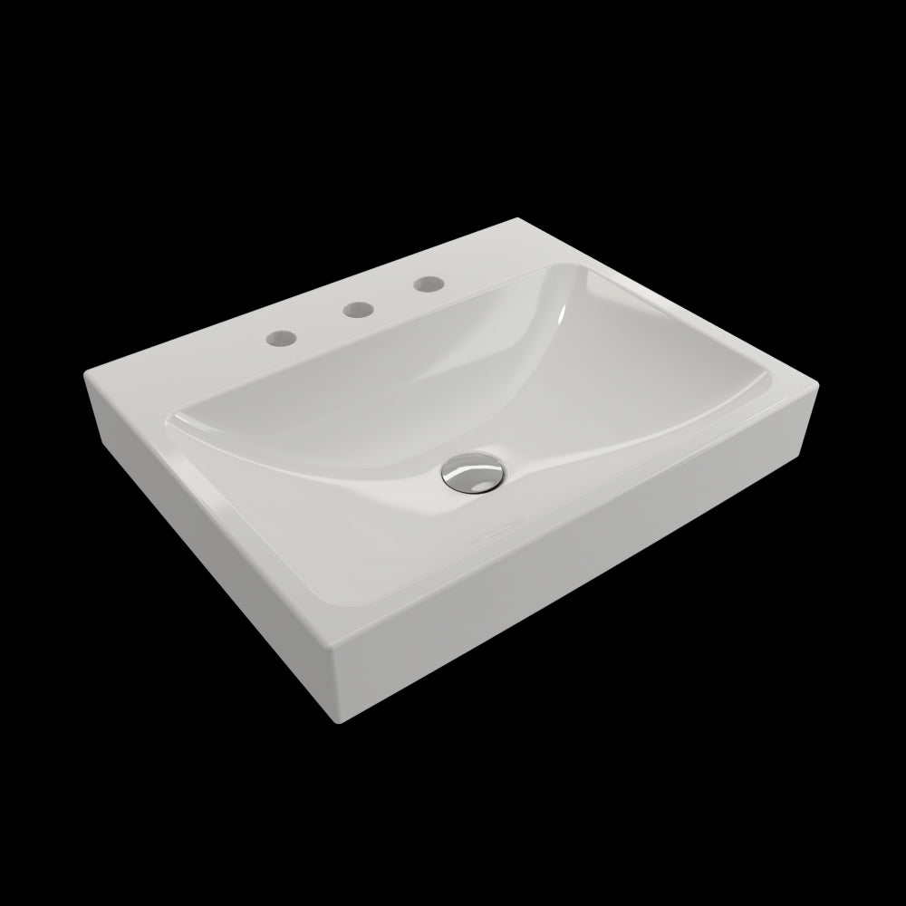Scala Arch Wall-Mounted Sink Fireclay 23.75 in. 3-Hole in White