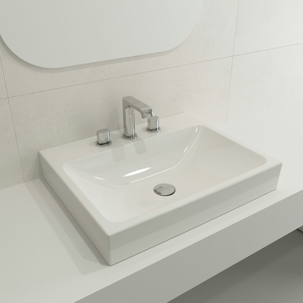 Scala Arch Wall-Mounted Sink Fireclay 23.75 in. 3-Hole in White