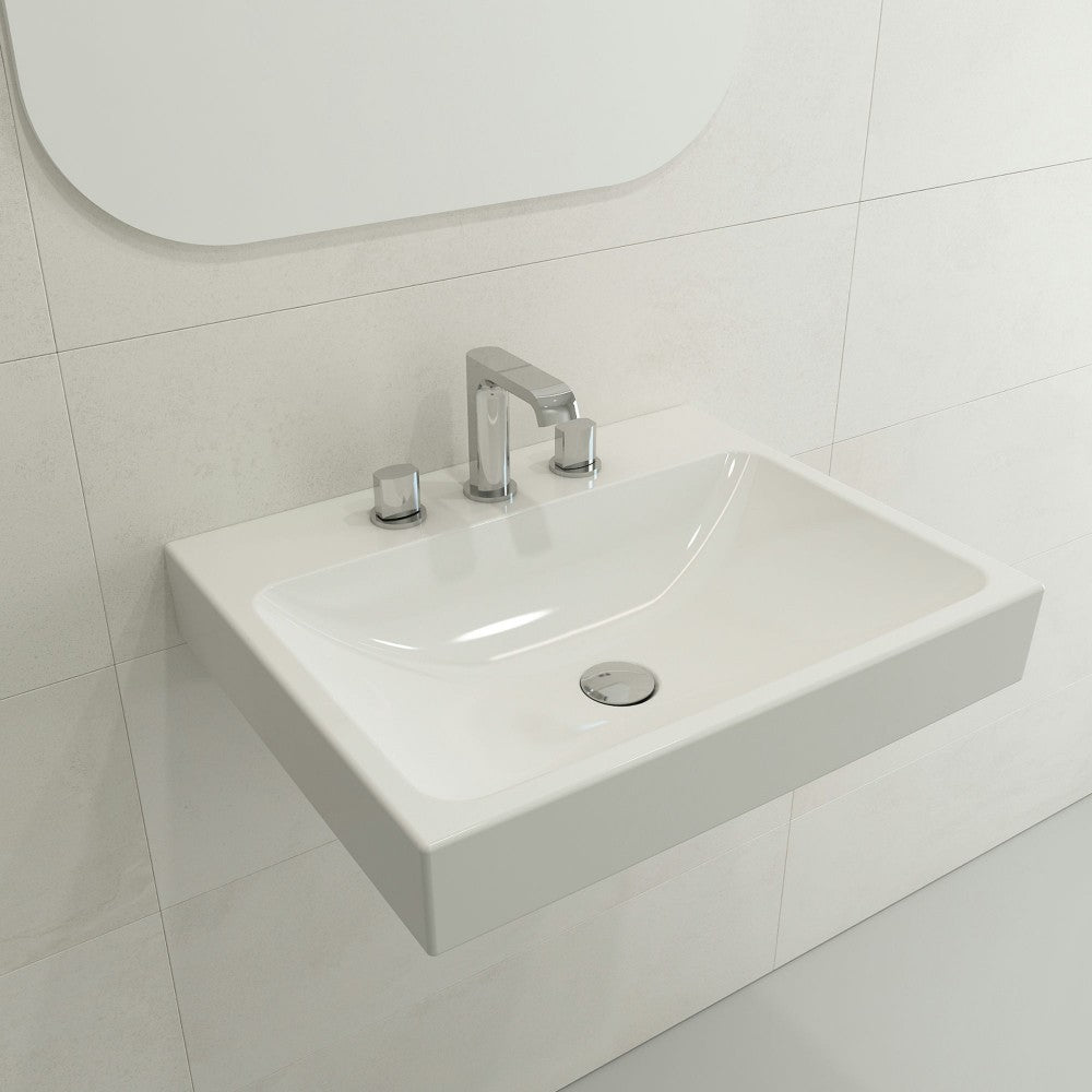 Scala Arch Wall-Mounted Sink Fireclay 23.75 in. 3-Hole in White