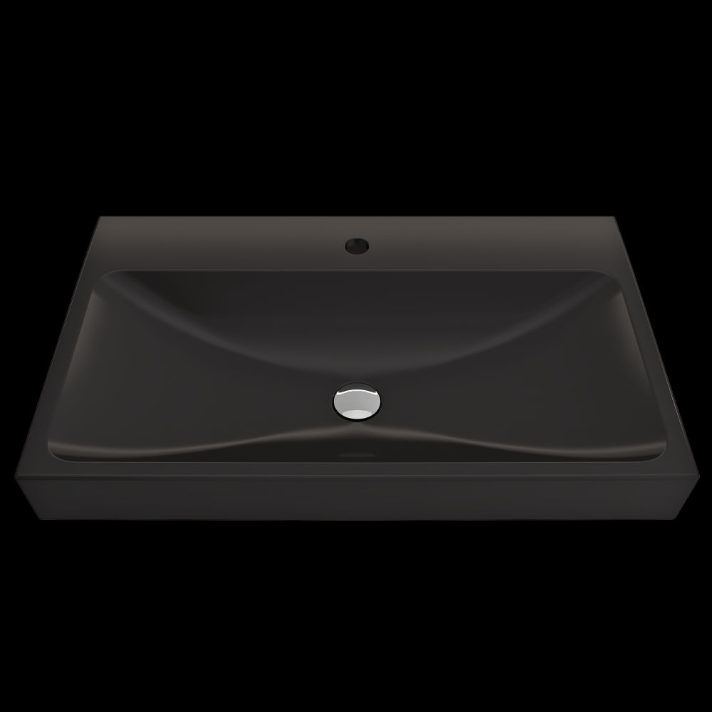 Scala Arch Wall-Mounted Sink Fireclay 32 in. 1-Hole in Matte Black