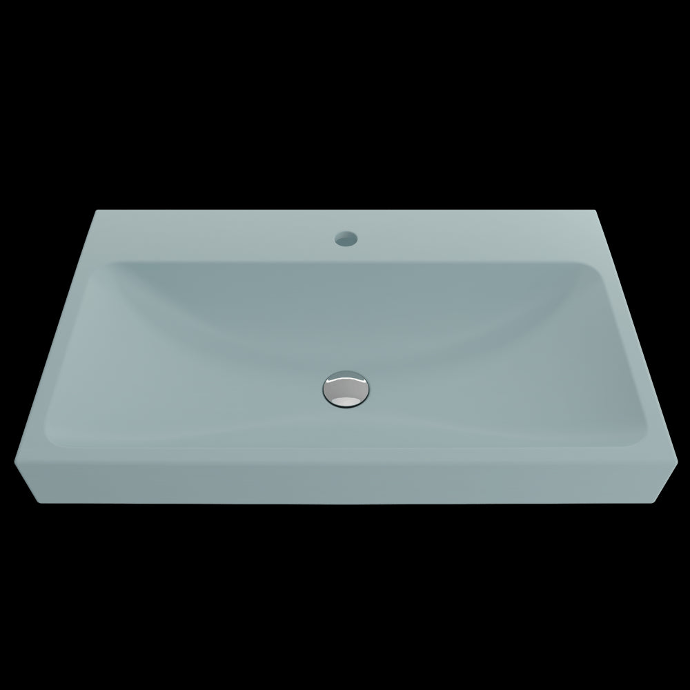 Scala Arch Wall-Mounted Sink Fireclay 32 in. 1-Hole in Matte Ice Blue