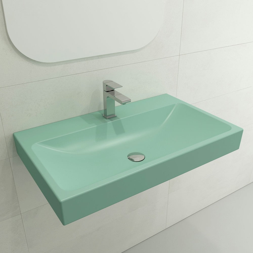 Scala Arch Wall-Mounted Sink Fireclay 32 in. 1-Hole in Matte Mint Green