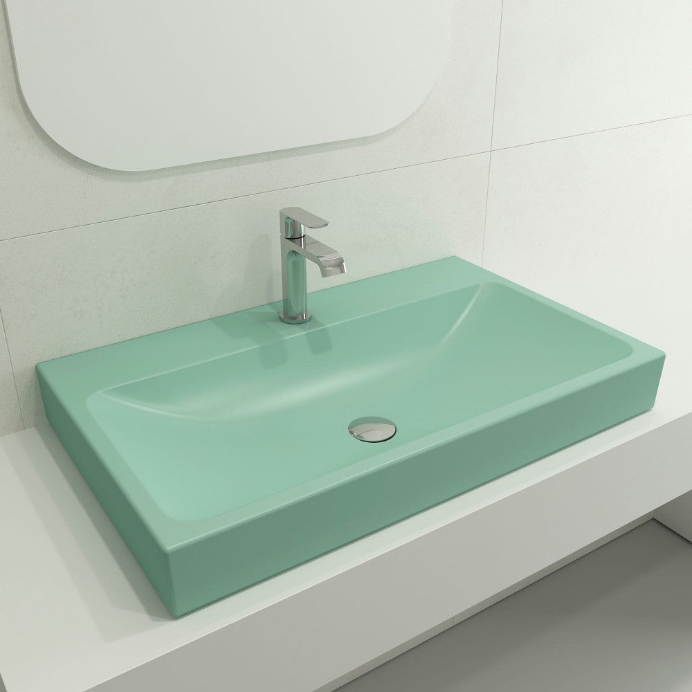 Scala Arch Wall-Mounted Sink Fireclay 32 in. 1-Hole in Matte Mint Green