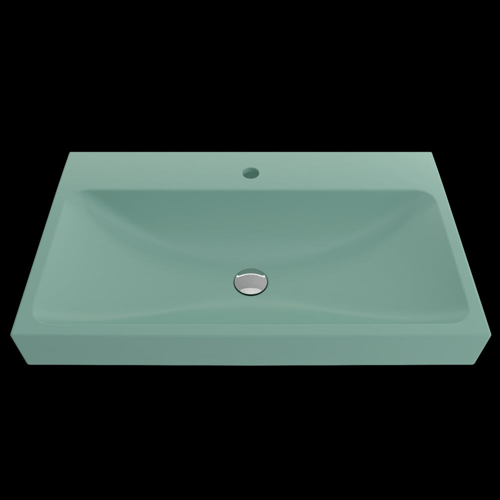 Scala Arch Wall-Mounted Sink Fireclay 32 in. 1-Hole in Matte Mint Green