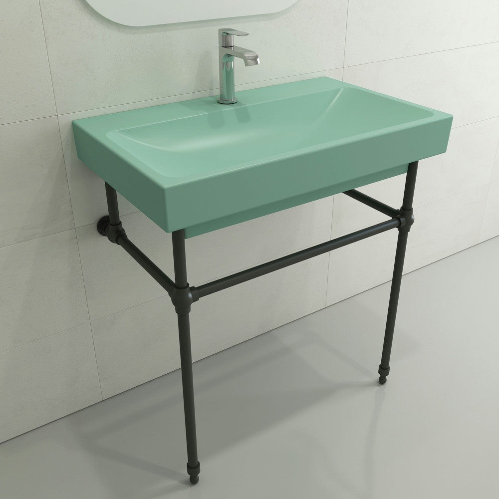 Scala Arch Wall-Mounted Sink Fireclay 32 in. 1-Hole in Matte Mint Green