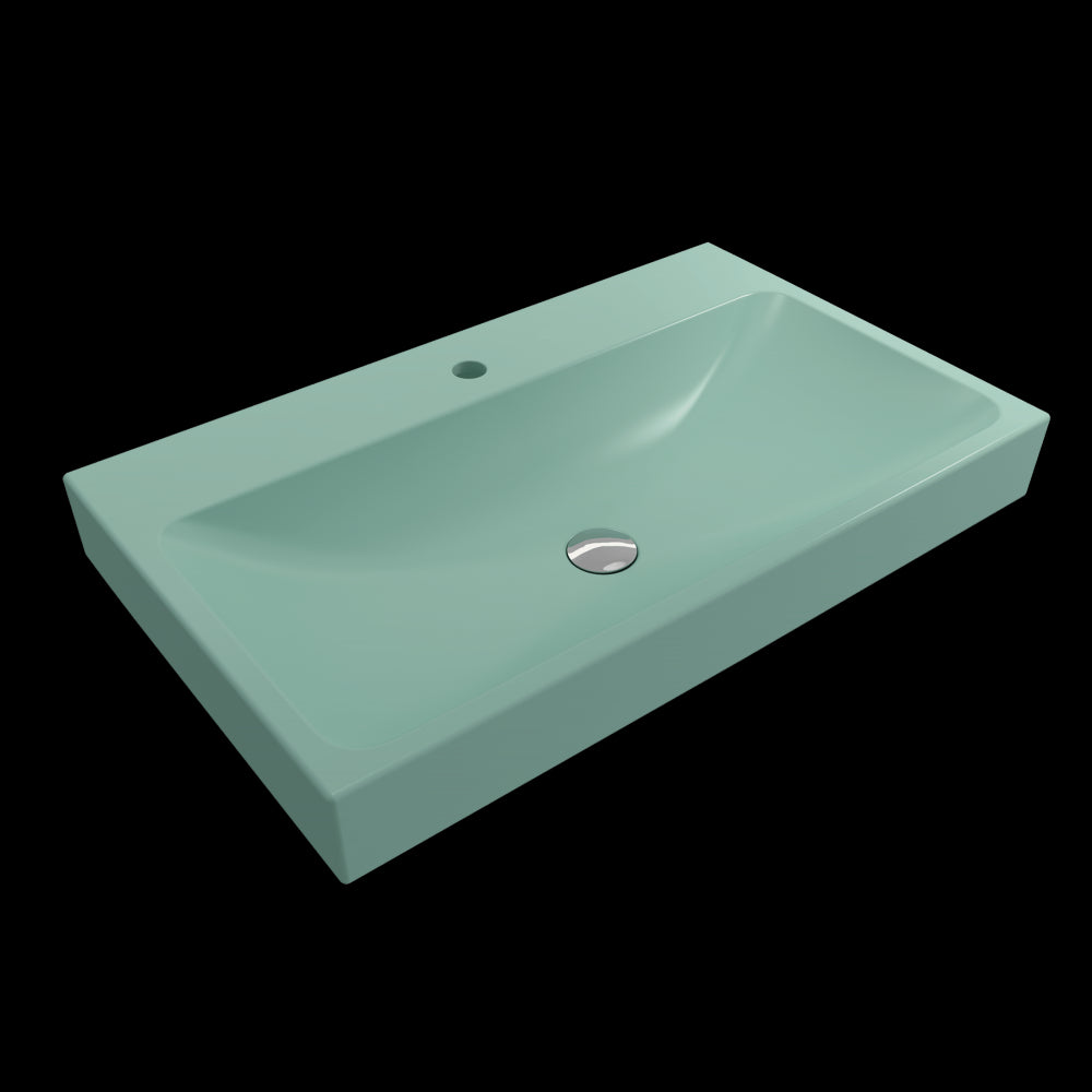 Scala Arch Wall-Mounted Sink Fireclay 32 in. 1-Hole in Matte Mint Green