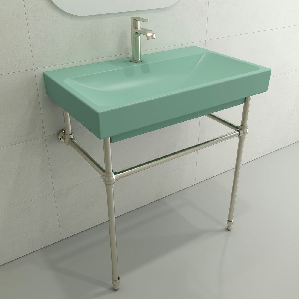 Scala Arch Wall-Mounted Sink Fireclay 32 in. 1-Hole in Matte Mint Green