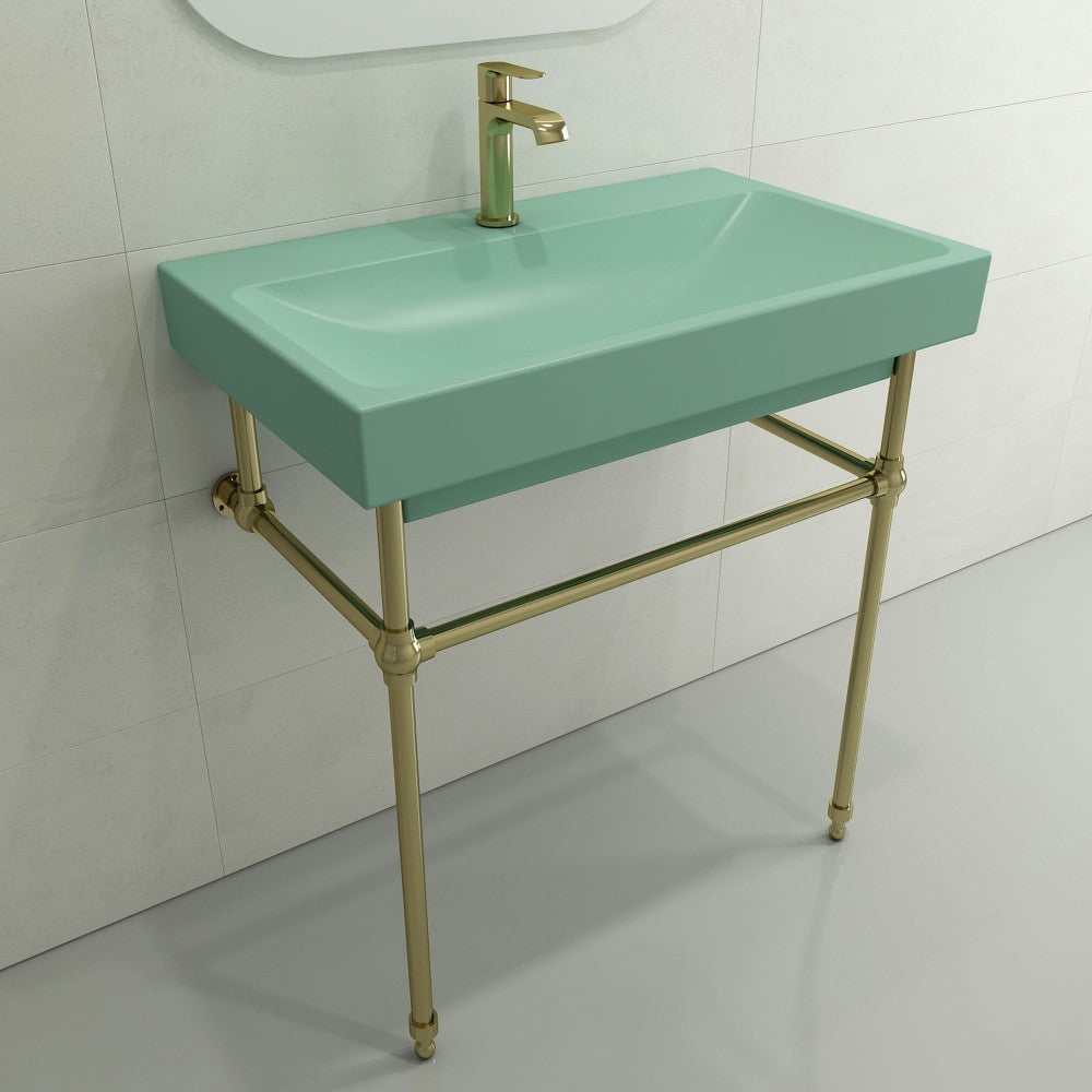 Scala Arch Wall-Mounted Sink Fireclay 32 in. 1-Hole in Matte Mint Green