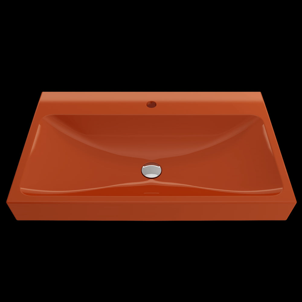 Scala Arch Wall-Mounted Sink Fireclay 32 in. 1-Hole in Orange