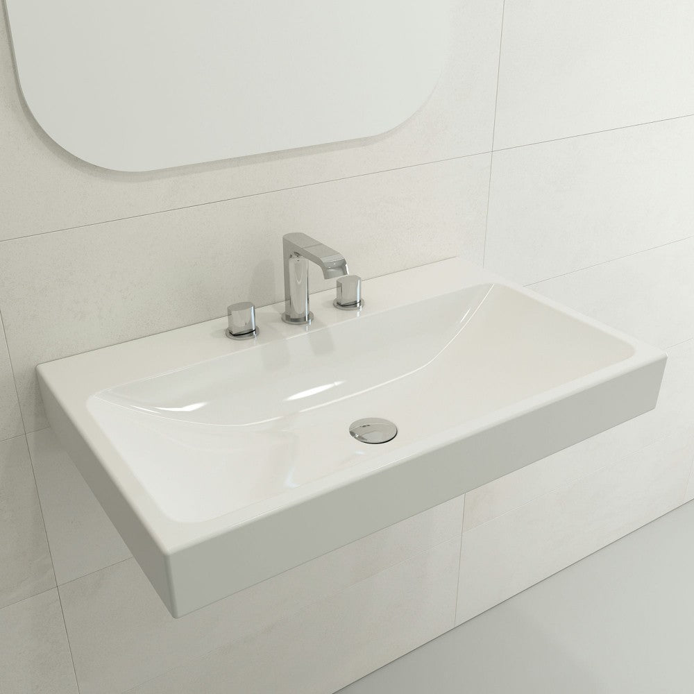 Scala Arch Wall-Mounted Sink Fireclay 32 in. 3-Hole in White