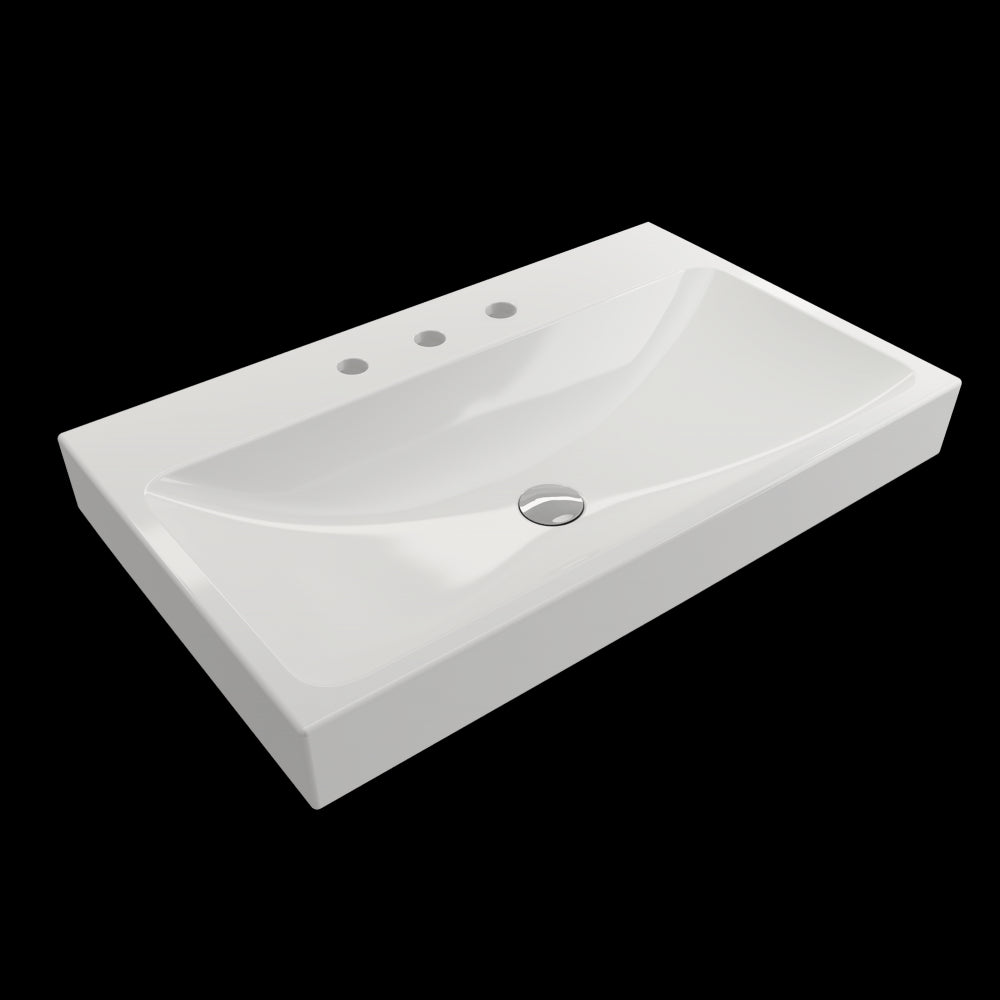 Scala Arch Wall-Mounted Sink Fireclay 32 in. 3-Hole in White