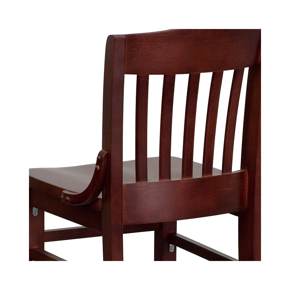 School House Back Mahogany Wood Restaurant Barstool